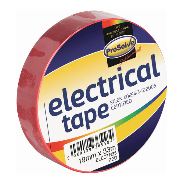Prosolve Electrical Tape Red 19mm x 33M -  10 Rolls