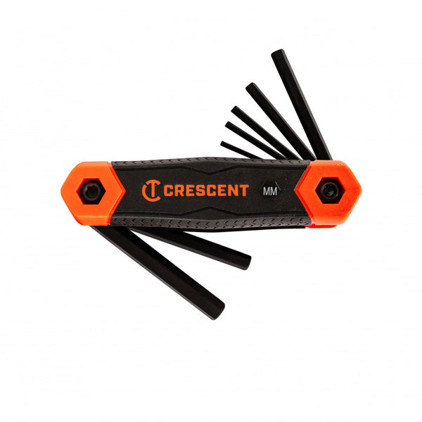 Crescent 8 Pc. Folding Metric Hex Dual Material Key Set