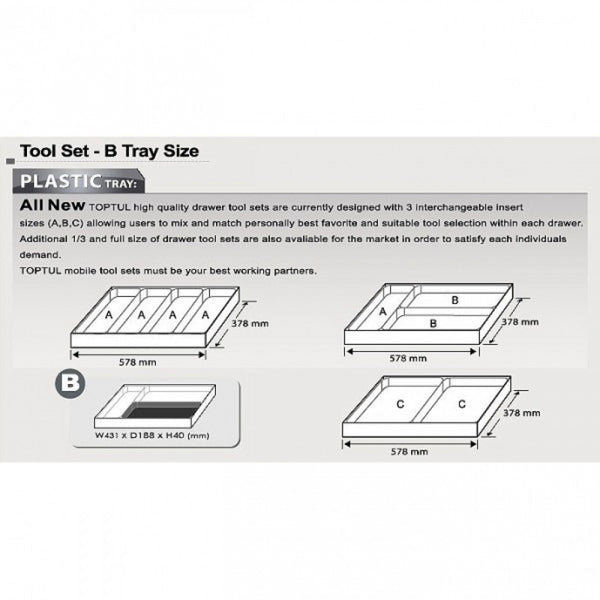 TI Deep Socket Kit 1/2"Dr 23pce 8-32mm In Plastic Tray Toptul GTB2305