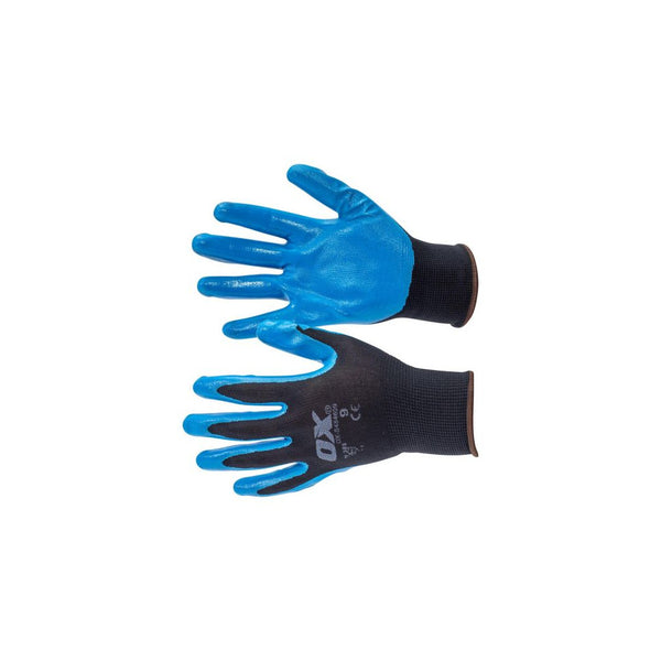 OX Polyester Lined Nitrile Glove - 5 Pack (size 9)
