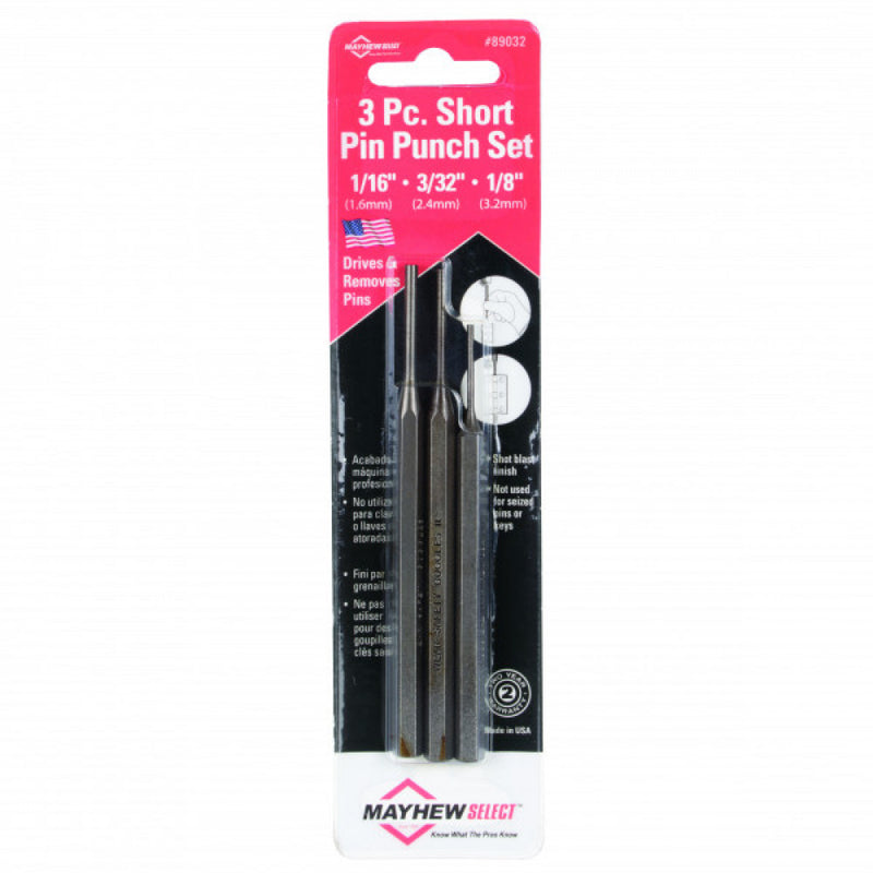 Mayhew Carded Small Pin Punch Set 3Pc