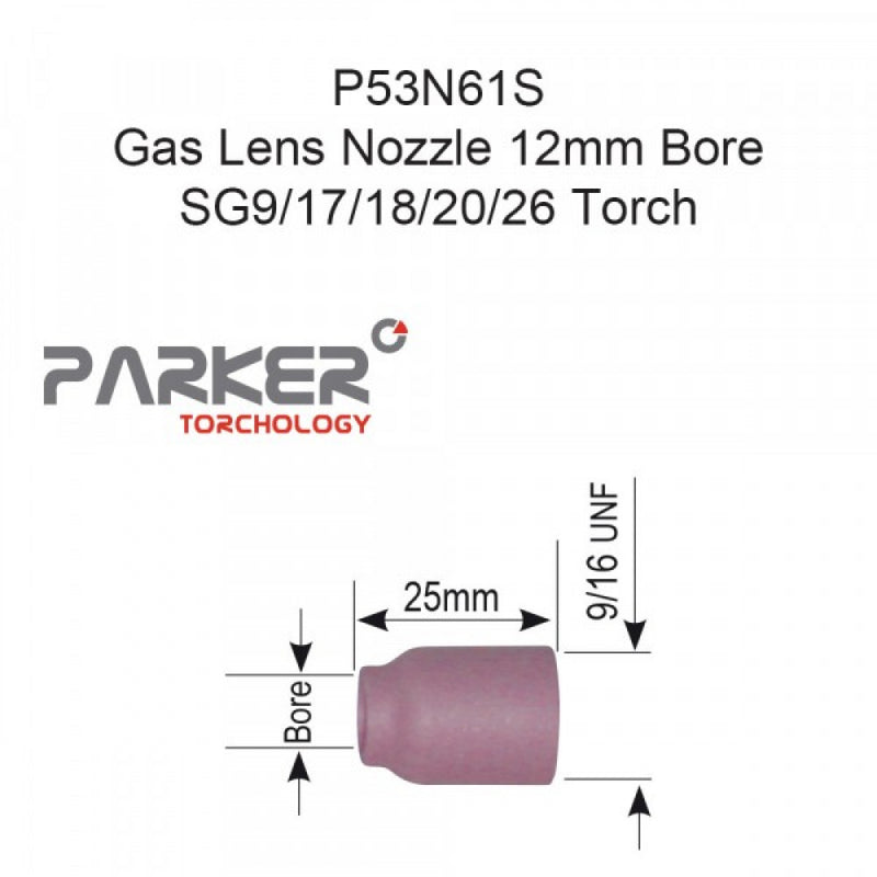Stubby Gas Lens Nozzle 12mm Bore