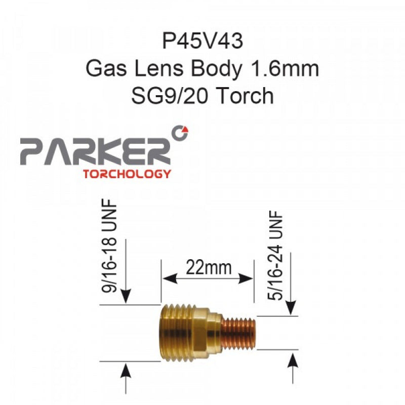 Gas Lens Body 1.6mm SG9/20 Pack Of 5