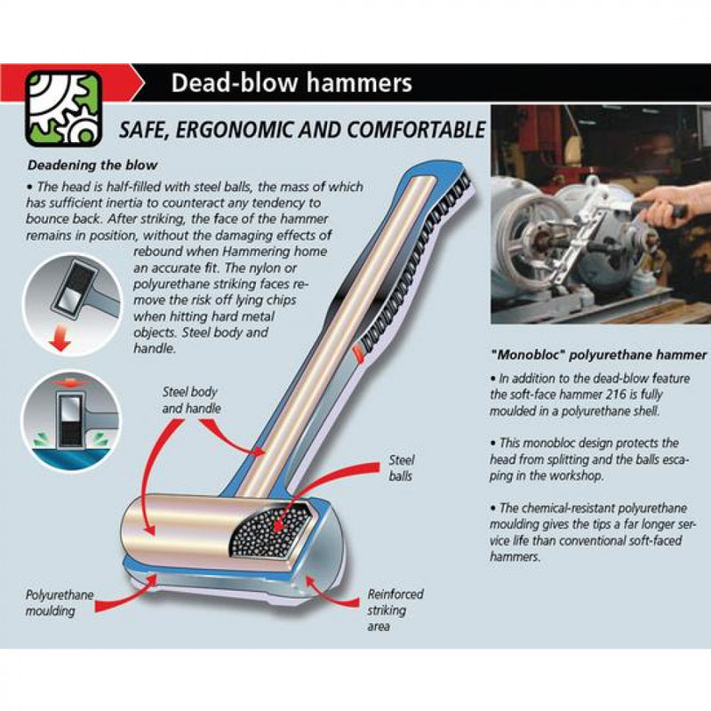 Hammer Deadblow Steel Head Fibreglass Handle 50mm Dia x 320mm OAL Facom 212A.50