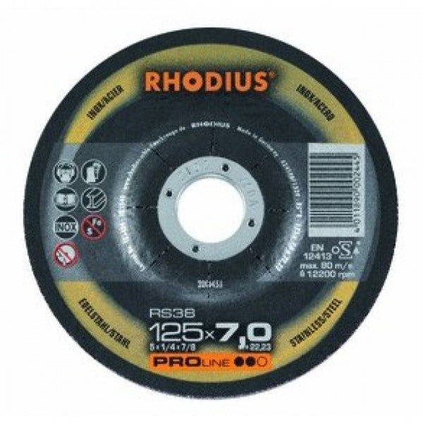 Rhodius PROline RS38 115x7.0x22 Inox Grinding Disc - 10 Pack