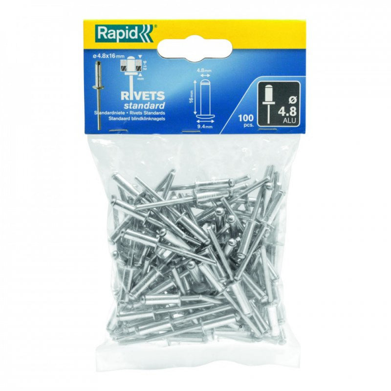 Rapid Rivets 4.8x16mm Standard Alu 100pc