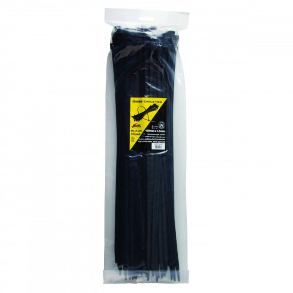 Stanway 450mm x 7.5mm Uv Black Cable Tie 100Pk