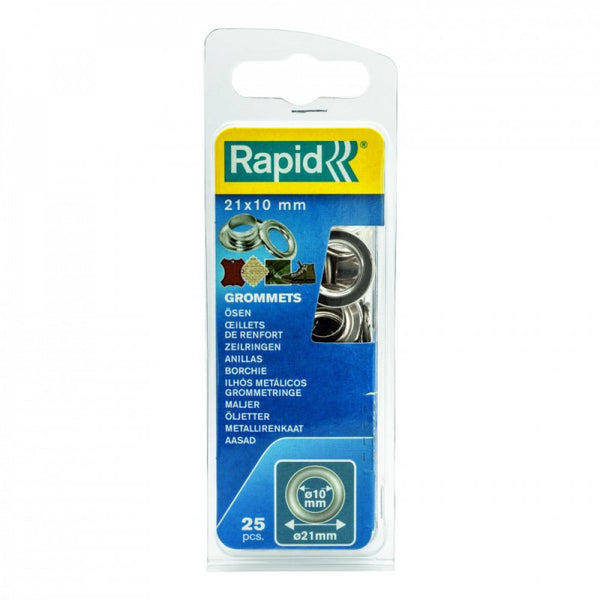 Rapid Grommets 10x21mm + 2 Metal Tools 25pc