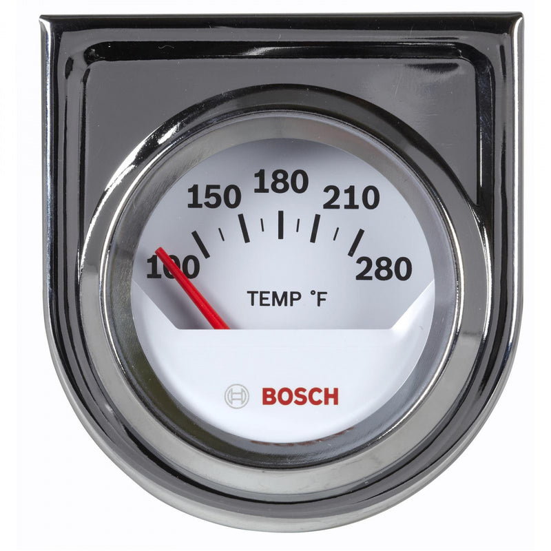 Bosch Water-Oil-Temp Electric Style Line Gauge White Face, Chrome Bezel