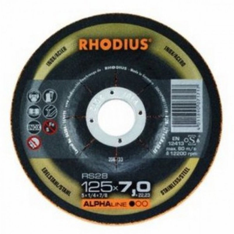 Rhodius ALPHAline RS28 115x7x22 Inox Grinding Disc - 10 Pack