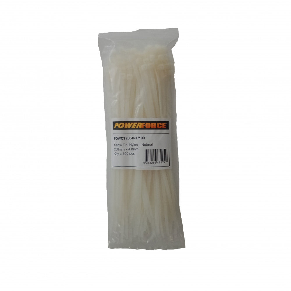 Cable Tie Natural 250mm x 4.8mm Nylon 1000pk
