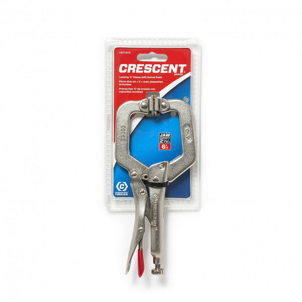 Crescent 6" Locking C-Clamp With Swivel Pads - Carded
