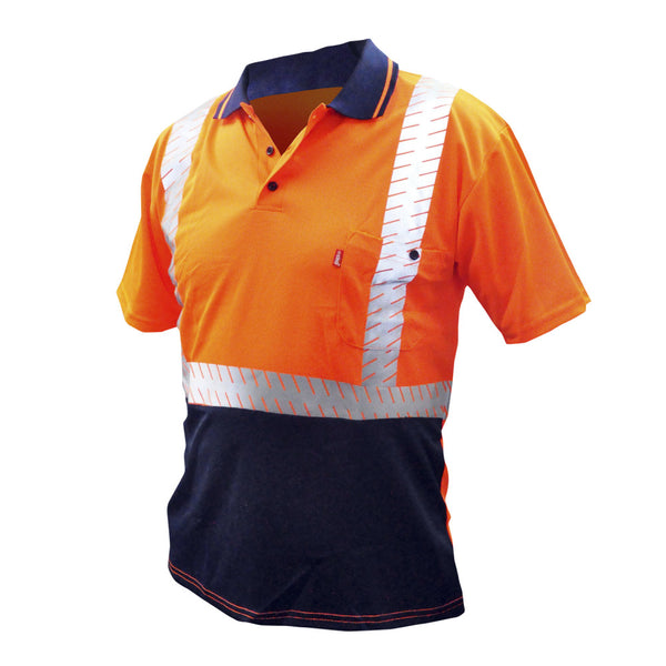 Hi-vis Safety Polo Shirt, Reflective, Orange, Sizes S–4XL