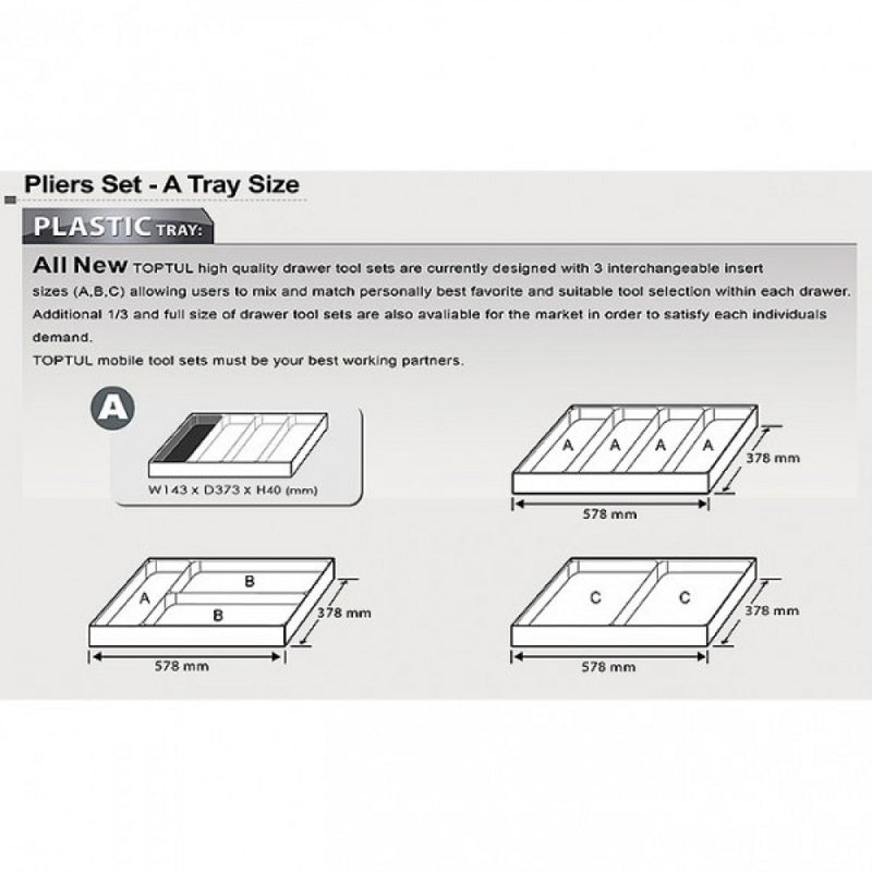 TI Double Open End Wrench & Hex Key Kit 19Pce In Plastic Tray Toptul GTA1804E